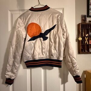 Classic Rock Couture Silver Wings Bomber Jacket Size Small